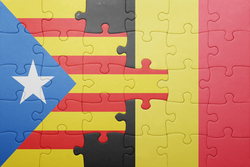 puzzle with the national flag of catalonia and belgium