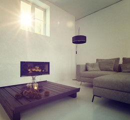 Modern minimalist living room interior