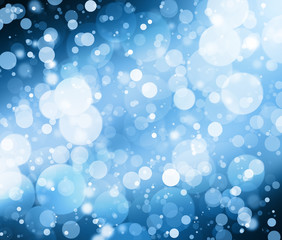 snowflakes and stars descending on  bokeh background