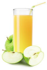 Fototapeta na wymiar glass of apple juice isolated on white background