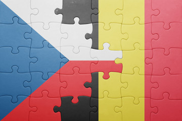 puzzle with the national flag of czech republic and belgium