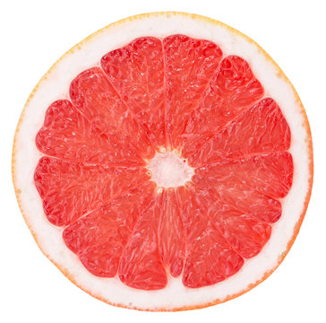 red grapefruit slice isolated on the white background