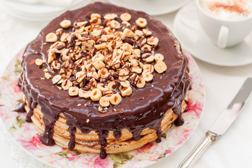 Chocolate and Hazelnut Crepe Cake