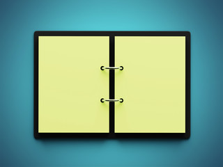 Blank Green Paper Notepad isolated on blue background