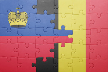 puzzle with the national flag of liechtenstein and belgium