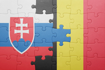 puzzle with the national flag of slovakia and belgium
