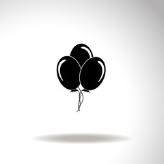 Balloon sign icon. Birthday air balloon with rope or ribbon symb