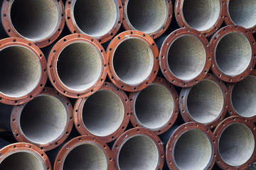 Stacked steel pipe industrial texture background from part of valves for industry