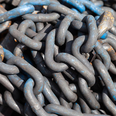 Metal rust chain heap texture industrial abstract background square