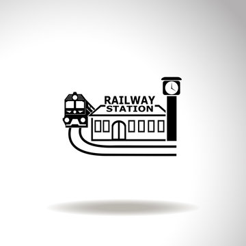 Railway station vector icon.