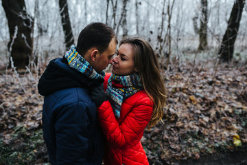 couple walking on a winter park