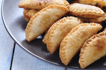 Crusty dumplings on plate