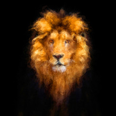 Low Poly Portrait of a Beautiful lion, abstract image
