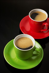 cup of coffee on black