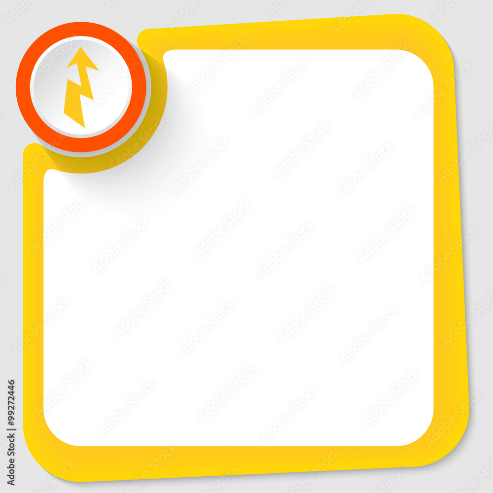 Poster red circle with flash and yellow frame for your text