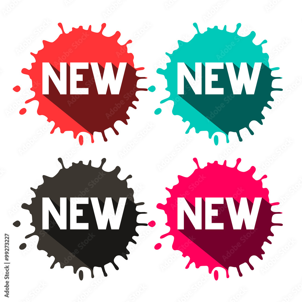 Poster splashes - blots - splatters set with new title isolated on white background