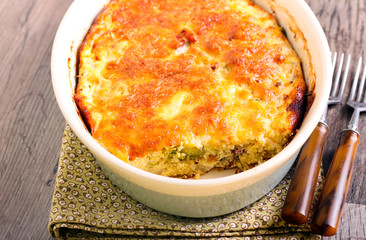 Broccoli and kale cabbage and smoked meat
