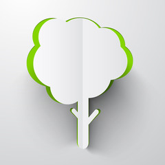 Paper Cut Tree Vector Illustration