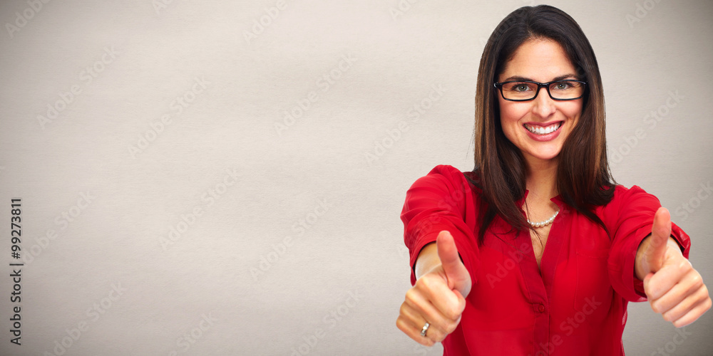 Wall mural happy business woman.