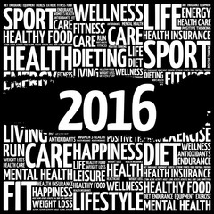 Obraz premium 2016 health word cloud, concept background