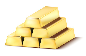 Pile of shiny gold bars