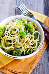 Pesto pasta with broccoli