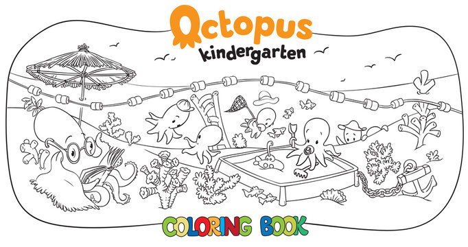 Octopus kindergarten coloring book