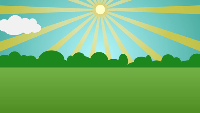 Cartoon sun light over blue sky with clouds Background, Nice sunburst vintage style sun - Retro Pattern over sky