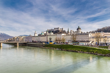 Fototapeta na wymiar Salzburg skyline,fortress,Salzach river-Austria