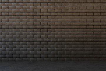 Dark interior with brick wall