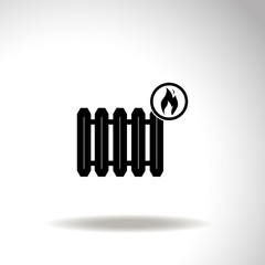 Radiator with fire symbol vector icon.