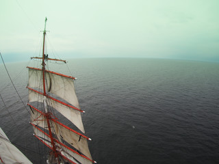 view from aloft on a tallship