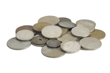 Many currency of coins / Many currency of coins on white background.