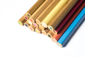 colorful wooden pencils isolated on white