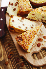 Casserole with millet and raisin