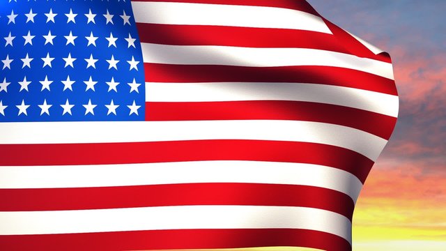 3d animation of an American flag closeup, highly detailed with fabric texture.