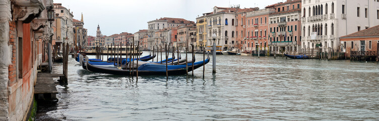 Fototapeta na wymiar 2013, may, 02, Italy, Venezia, Gondolas on canal in Venice, 2013