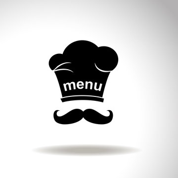Chef and cook hats set isolated with mustache