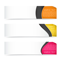 Collection of colourful horizontal banners with curled corner