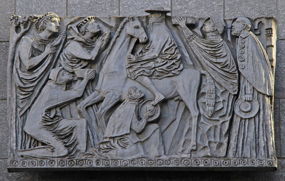 relief picture on the street in Milan