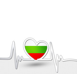 Bulgaria flag heart and heartbeat line