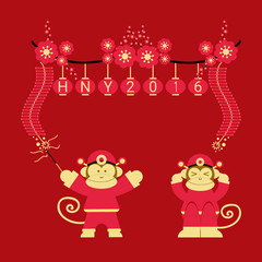 Chinese 2016 New Year of the Monkey for greeting card