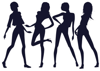 Silhouettes of beautiful girls
