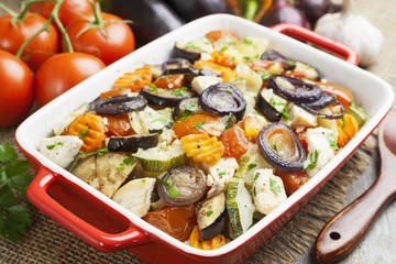 Chicken baked with vegetables