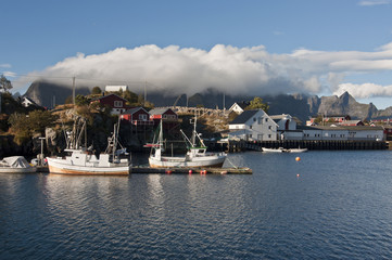 Fototapeta na wymiar Reine. Lofoten islands,Norway / Reine is a fishing village and the administrative center of the municipality of Moskenes in Nordland county, Norway.