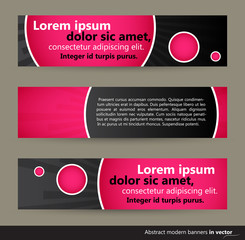Pink abstract horizontal bubble banners