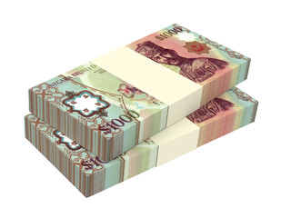 Brunei dollar bills isolated on white background. Computer generated 3D photo rendering.