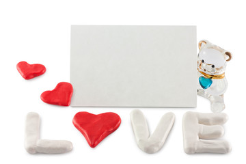 Valentines day card / Congratulations Valentines day on a white background, to insert a photo or inscriptions.