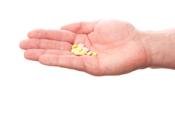 Medikamente, Pillen, Tabletten, Arzneimitteln  auf der Handfläche ,  