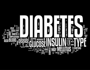 Diabetes words collage isolated on white background